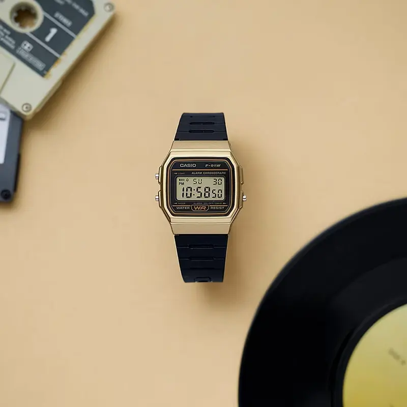 Casio Youth Digital Black Dial Casual Men's Watch-  F-91WM-9ADF